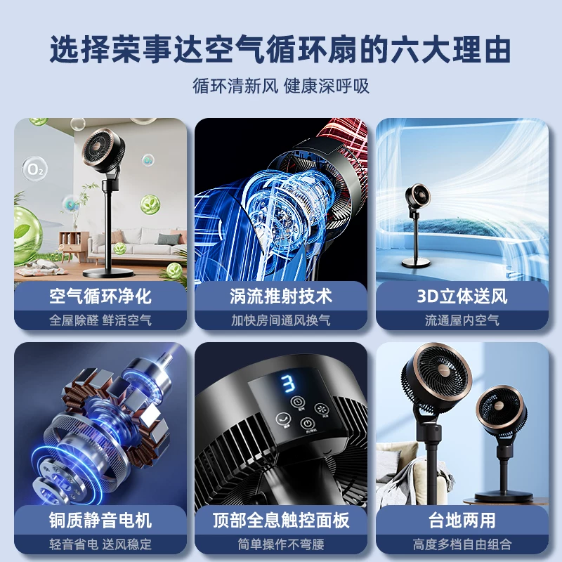 荣事达空气循环扇电风扇家用落地扇静音遥控立式宿舍电扇2026新款 62.1元 - 86线报