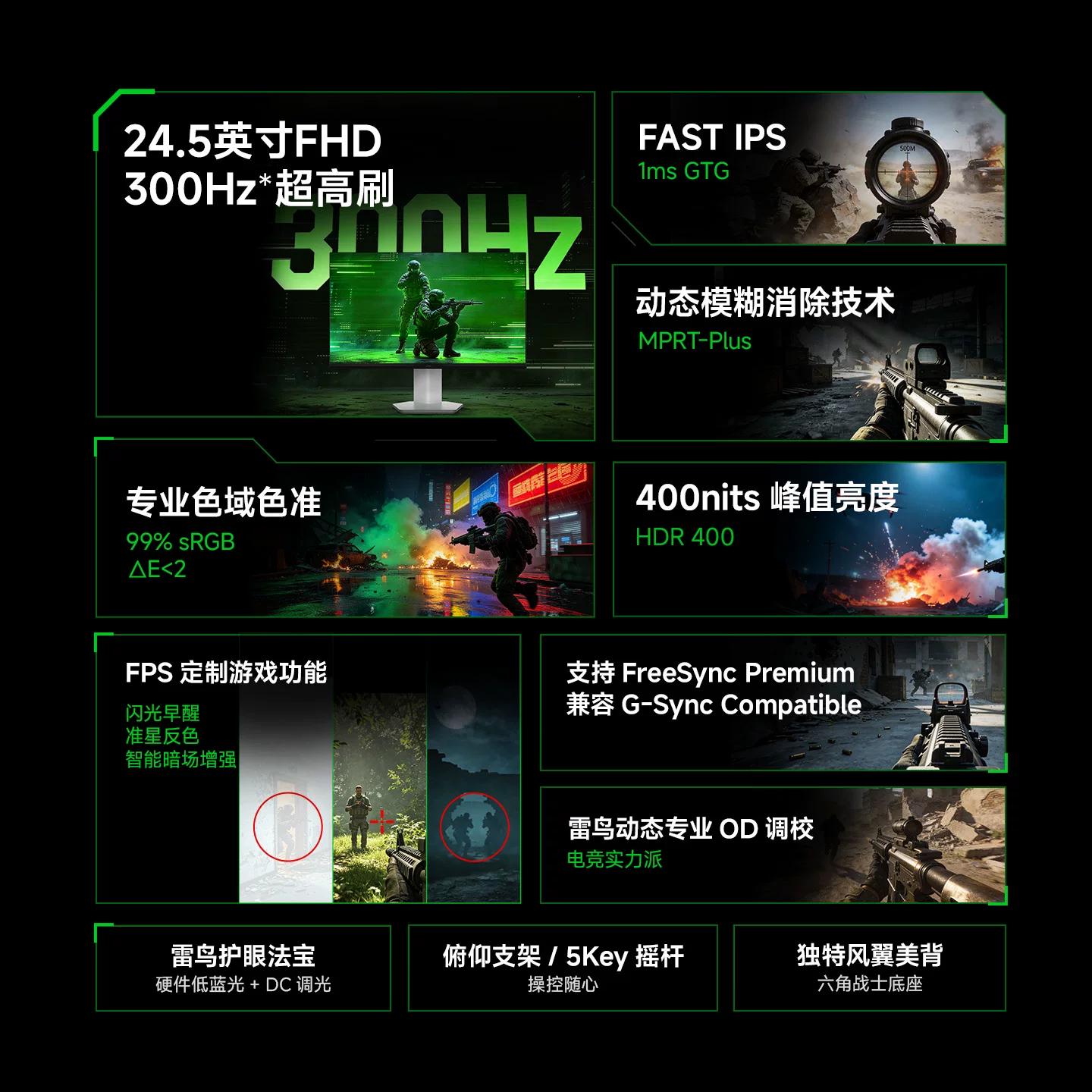 雷鸟25Q5AD 300Hz Fast-IPS电竞显示器24.5英寸 496.81元 - 86线报