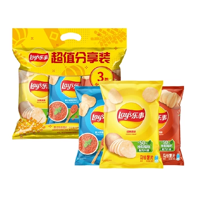 乐事薯片超值分享装23g×5包原味黄瓜红烩青柠番茄 8.44元 - 86线报