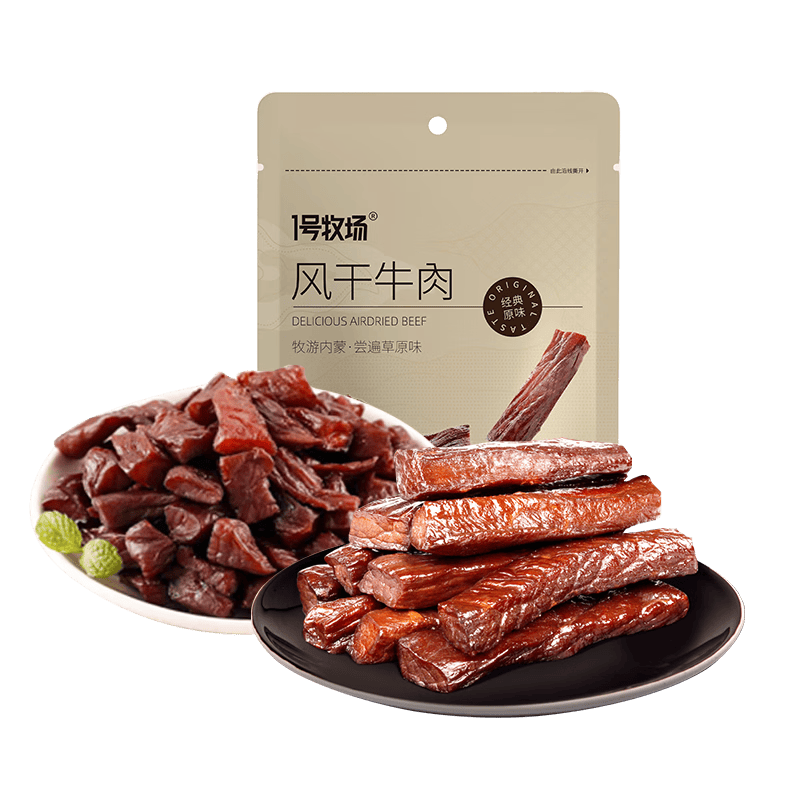 一号牧场内蒙古风干牛肉500g原味牛肉干+牛肉块组合装 66元 - 86线报