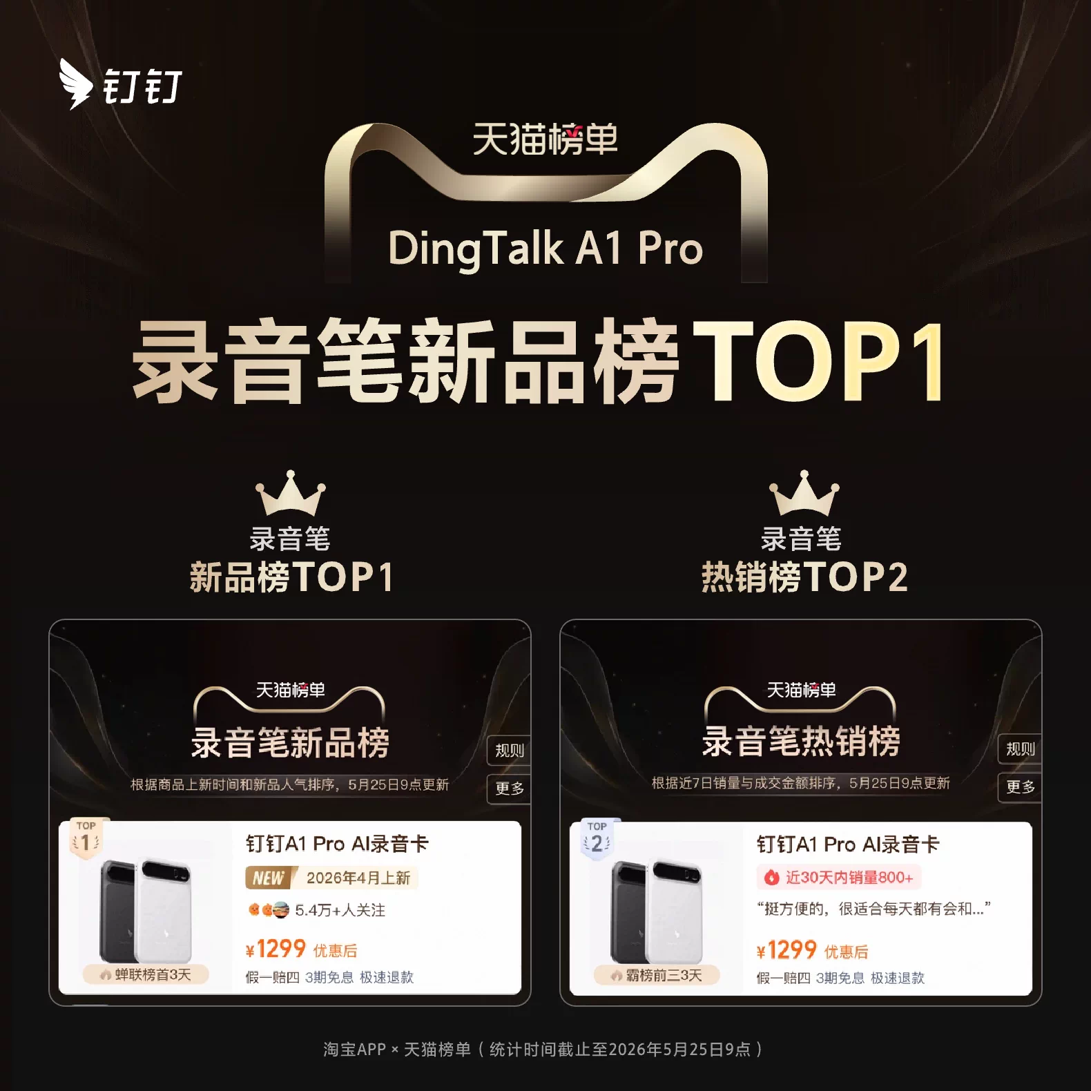 钉钉A1Pro AI录音笔磁吸充电宝 1249元 - 86线报