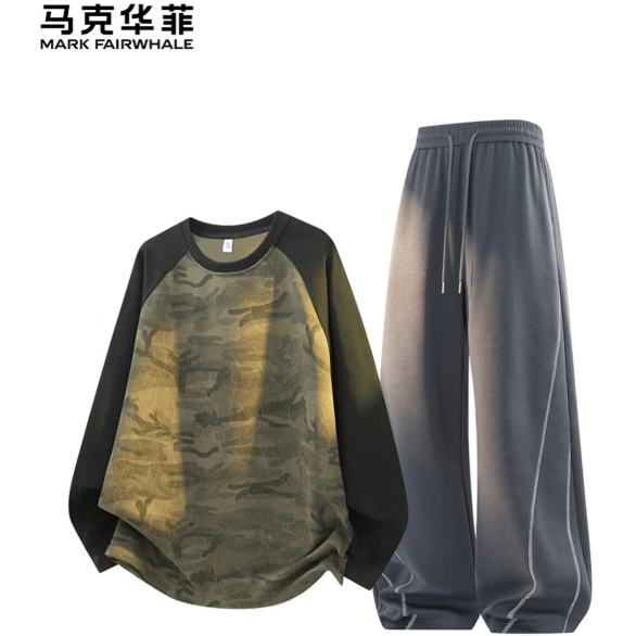 马克华菲男士迷彩卫衣+休闲裤两件套 79元 - 线报酷