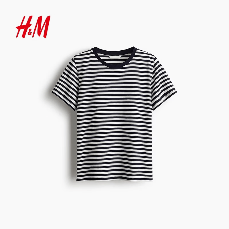 H&M棉质女士T恤白色/海军蓝条纹M 165/96 24.5元 - 86线报 H&M棉质女士T恤白色/海军蓝条纹M 165/96 24.5元 - 86线报