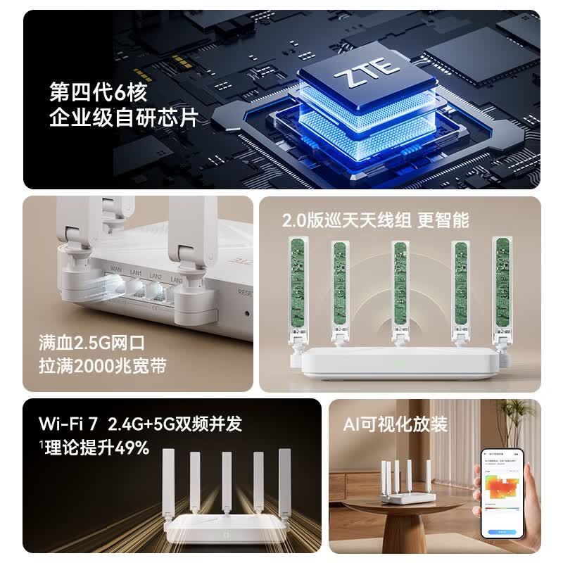 中兴巡天BE3600Pro双频3600M家用路由器Wi-Fi 7白色单个装 199元 - 86线报
