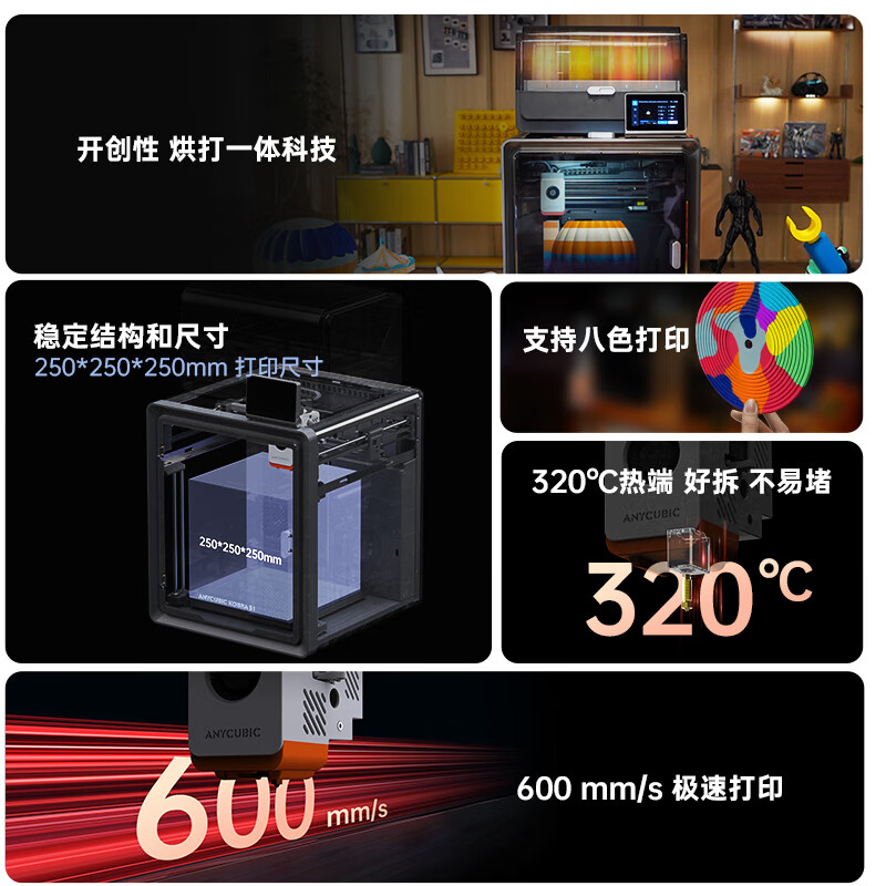 纵维立方全自动调平3D打印机FDM 1877.65元 - 86线报