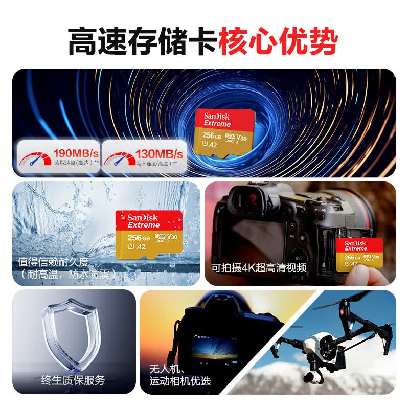 闪迪Extreme至尊极速移动系列MicroSD存储卡256GB U3V30A2 365元 - 86线报