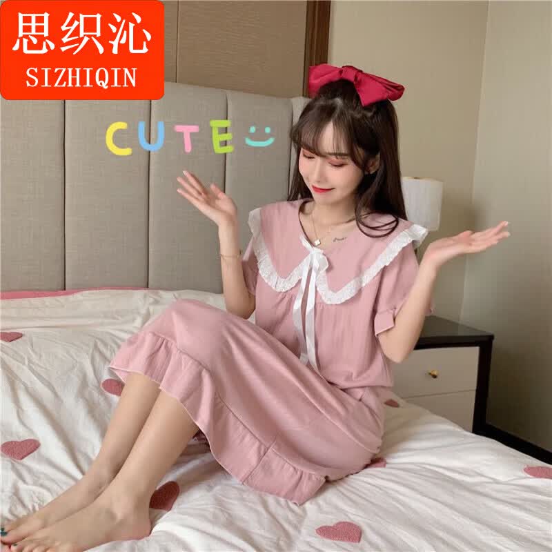 思织沁2026新款女士睡裙娃娃领学院风花边长裙甜美可爱花边宽松女生睡衣粉色L(96-110斤) - 86线报 思织沁2026新款女士睡裙娃娃领学院风花边长裙甜美可爱花边宽松女生睡衣粉色L(96-110斤) - 86线报