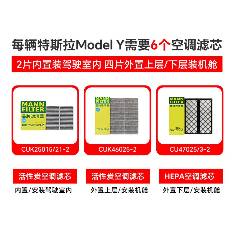 曼牌滤清器特斯拉Model Y HEPA空调滤清器 395.55元 - 86线报 曼牌滤清器特斯拉Model Y HEPA空调滤清器 395.55元 - 86线报