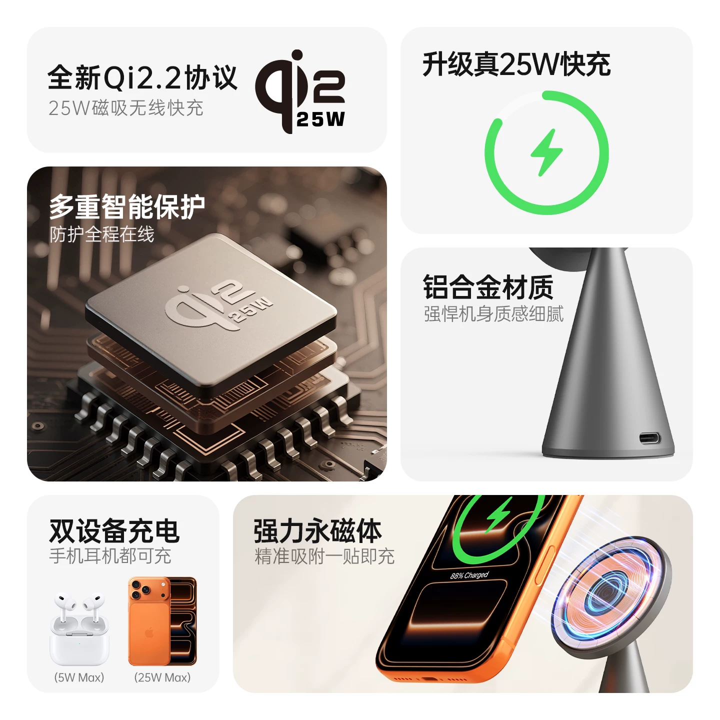 十一号线苹果MagSafe无线充磁吸支架铝合金快充桌面可旋转底座25W便携耳机充电器 84元 - 86线报 十一号线苹果MagSafe无线充磁吸支架铝合金快充桌面可旋转底座25W便携耳机充电器 84元 - 86线报