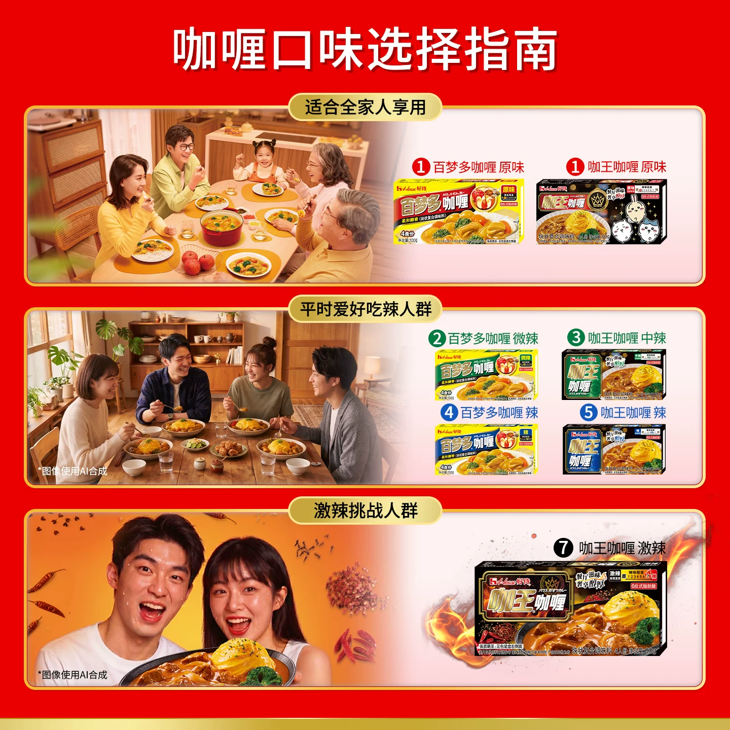 好侍咖王咖喱块90g*3盒中辣+辣味+激辣 31.53元 - 86线报