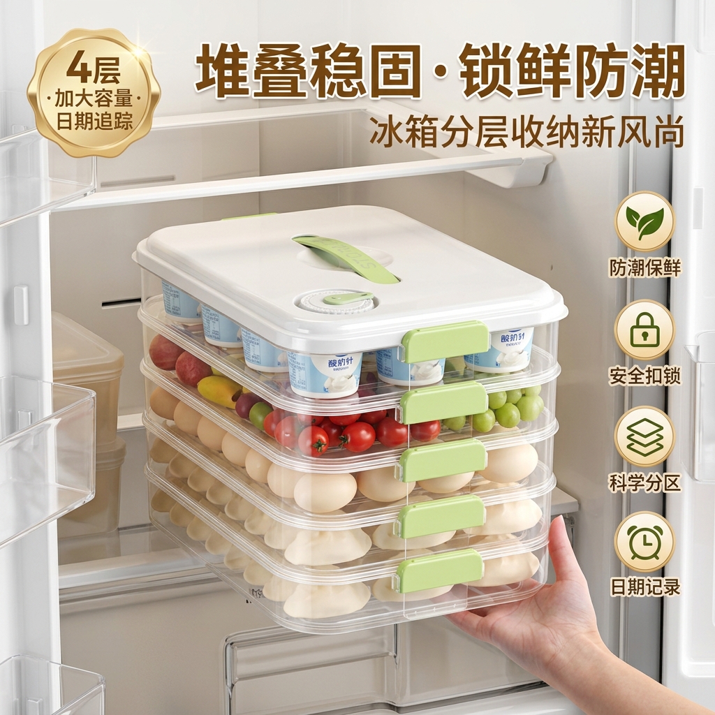 双枪防粘饺子盒薄荷绿双层一盖收纳保鲜盒 13.71元 - 线报酷