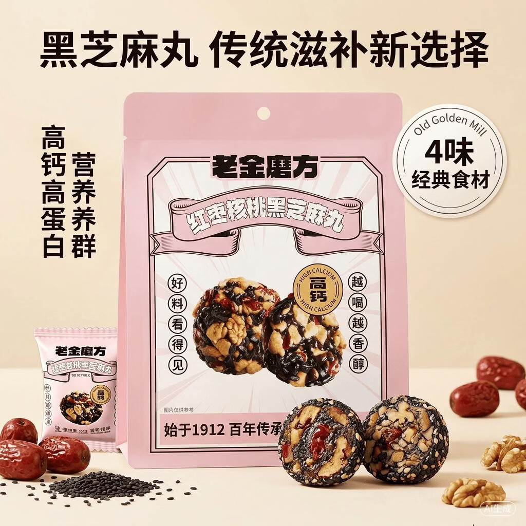 老金磨方红枣核桃黑芝麻丸150g*1袋 8.9元 - 线报酷