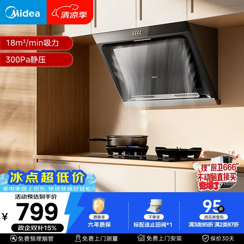 美的CXW-180-J30侧吸式吸油烟机 670.16元 - 86线报