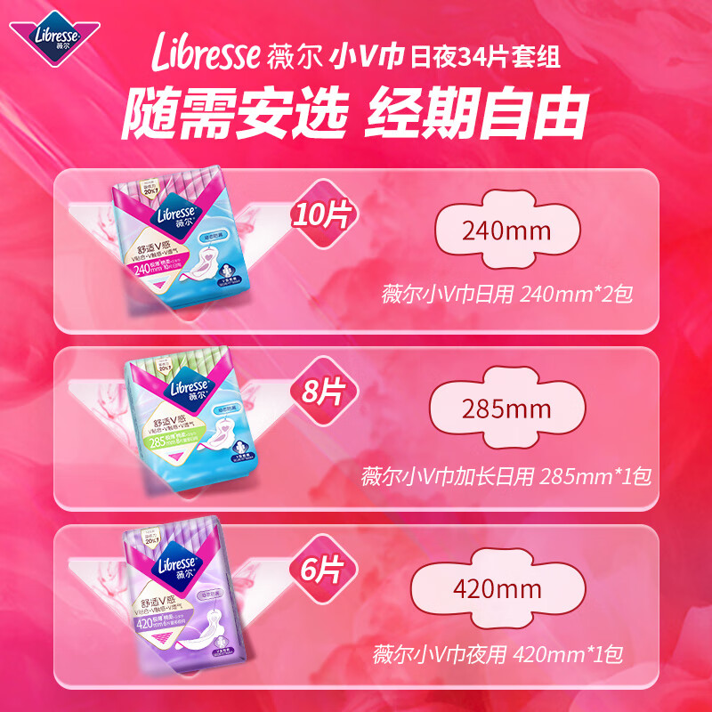 薇尔日夜组合卫生巾姨妈巾套装34片超薄贴合防漏 14元 - 86线报