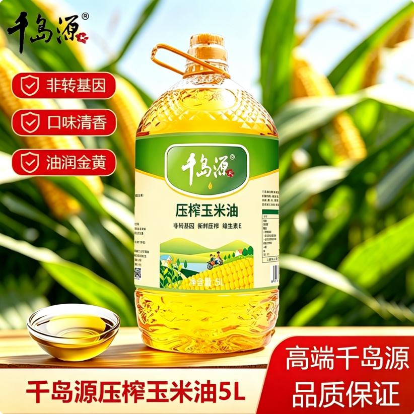 千岛源压榨玉米油5L家用商用烹饪健康清淡植物油 37.9元 - 线报酷