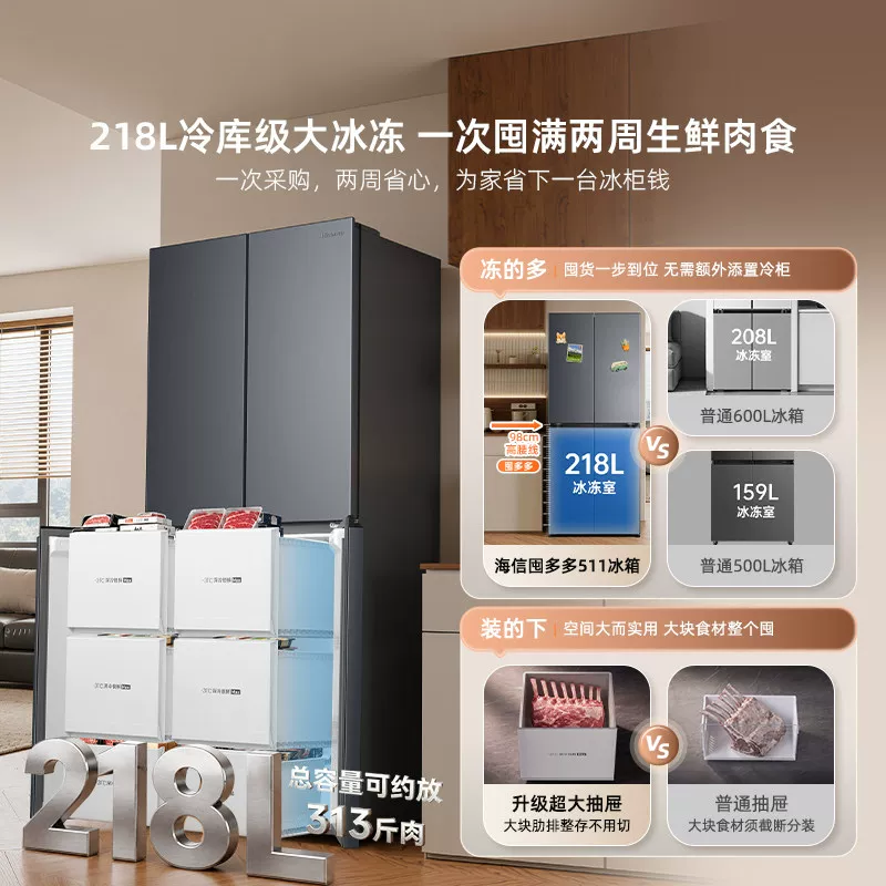 海信大薄荷系列BCD-511E3SCNKD风冷法式多门冰箱511L星熠灰 2066.35元 - 86线报