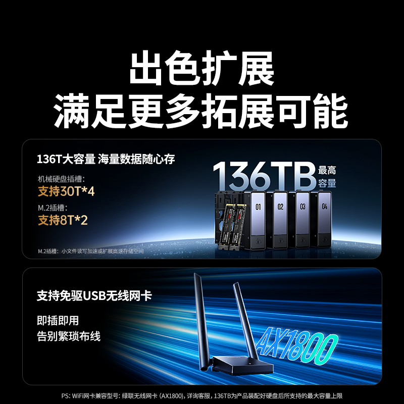 绿联DXP4800四盘位私有云NAS存储Intel N100 8GB 2113.3元 - 86线报