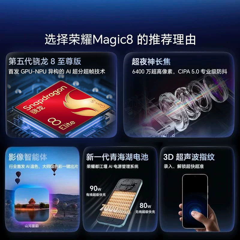 荣耀 Magic8直屏智能手机超夜神长焦青海湖电池影像智能体第五代骁龙8至尊版 - 86线报