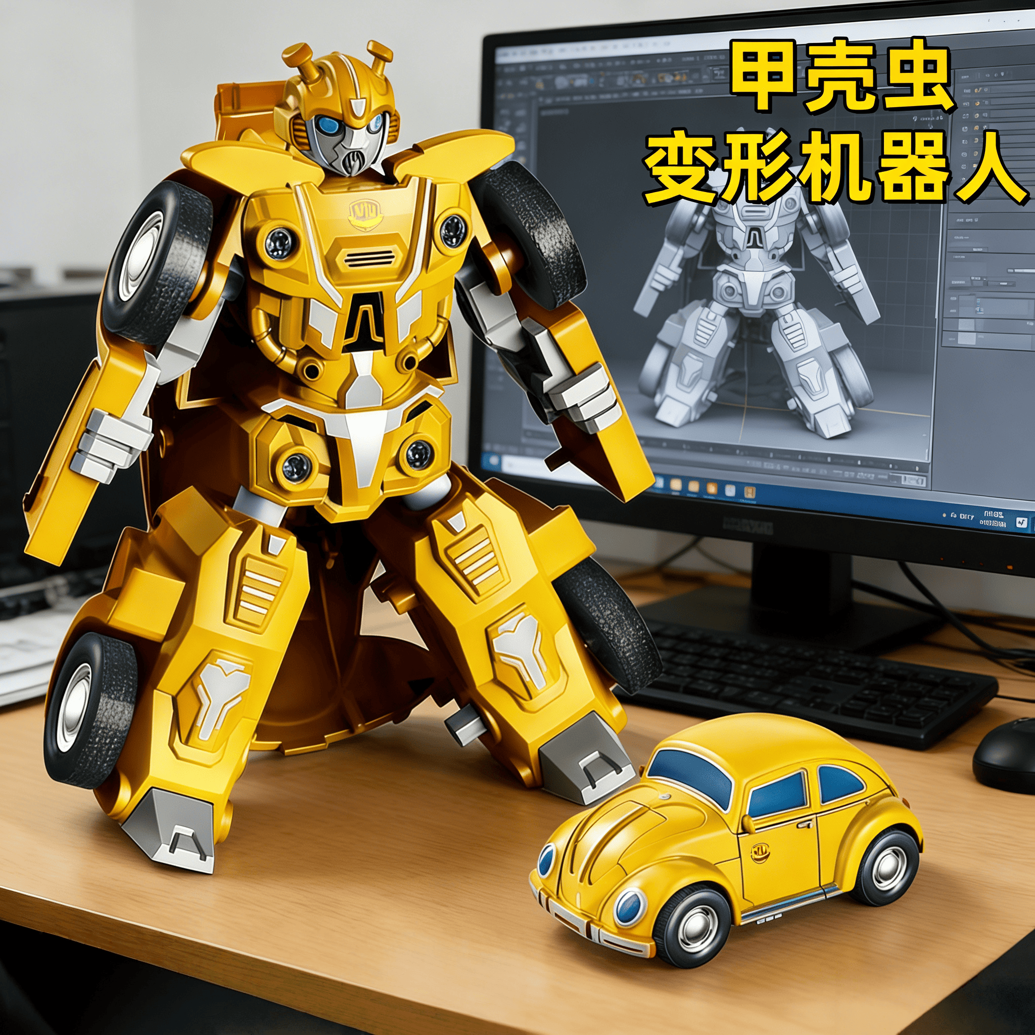 中精质造手动儿童甲壳虫变形玩具黄色机甲款 9.9元 - 美泡泡