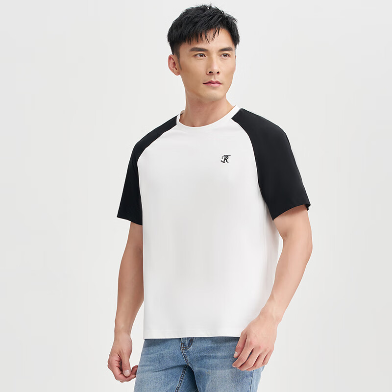 才子撞色插肩袖圆领T恤黑色XL 38元 - 86线报