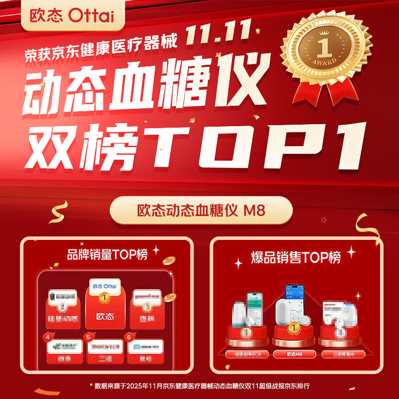 欧态动态血糖仪免采血家用测糖仪免扎针免组装一体式持续葡萄糖监测系统 122元 - 线报酷