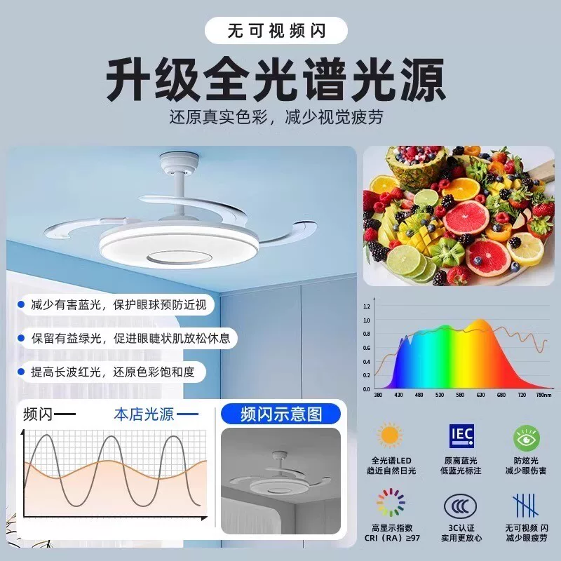 奥克斯隐形风扇灯36寸变频六档 183.1元 - 86线报