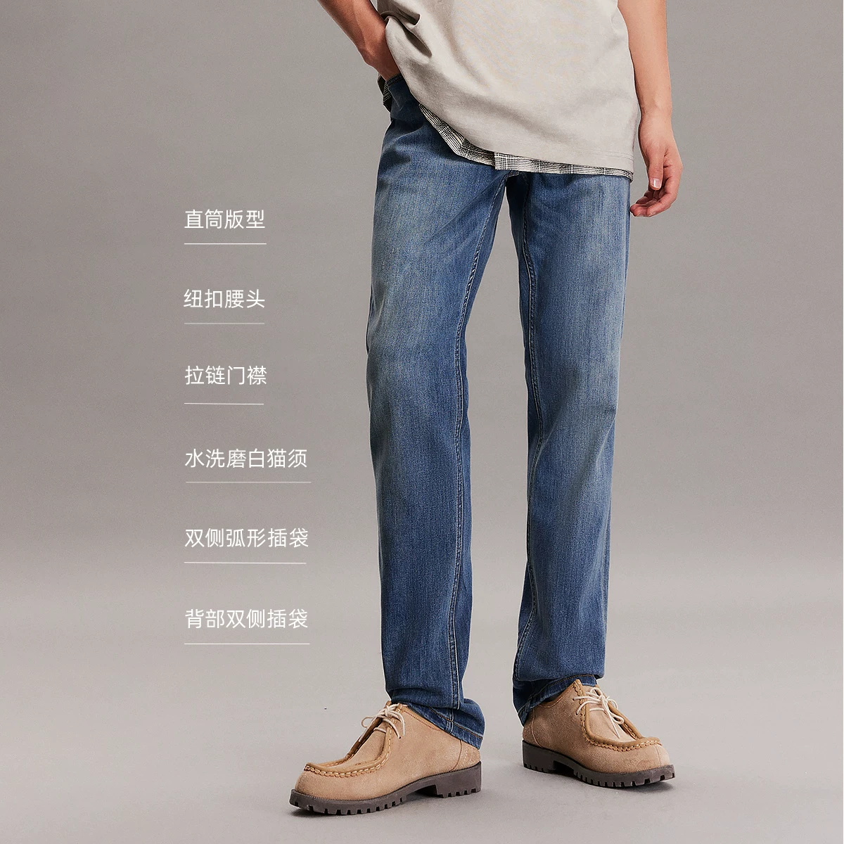 杰克琼斯复古猫须修身直筒弹力牛仔裤 258.36元 - 86线报