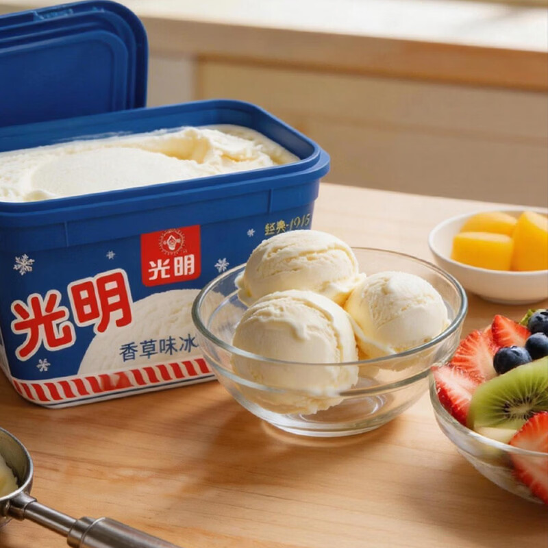 光明牌 白雪冰砖 香草味奶砖冰淇淋1000g*1桶 大桶家庭装冷饮 39元 - 86线报