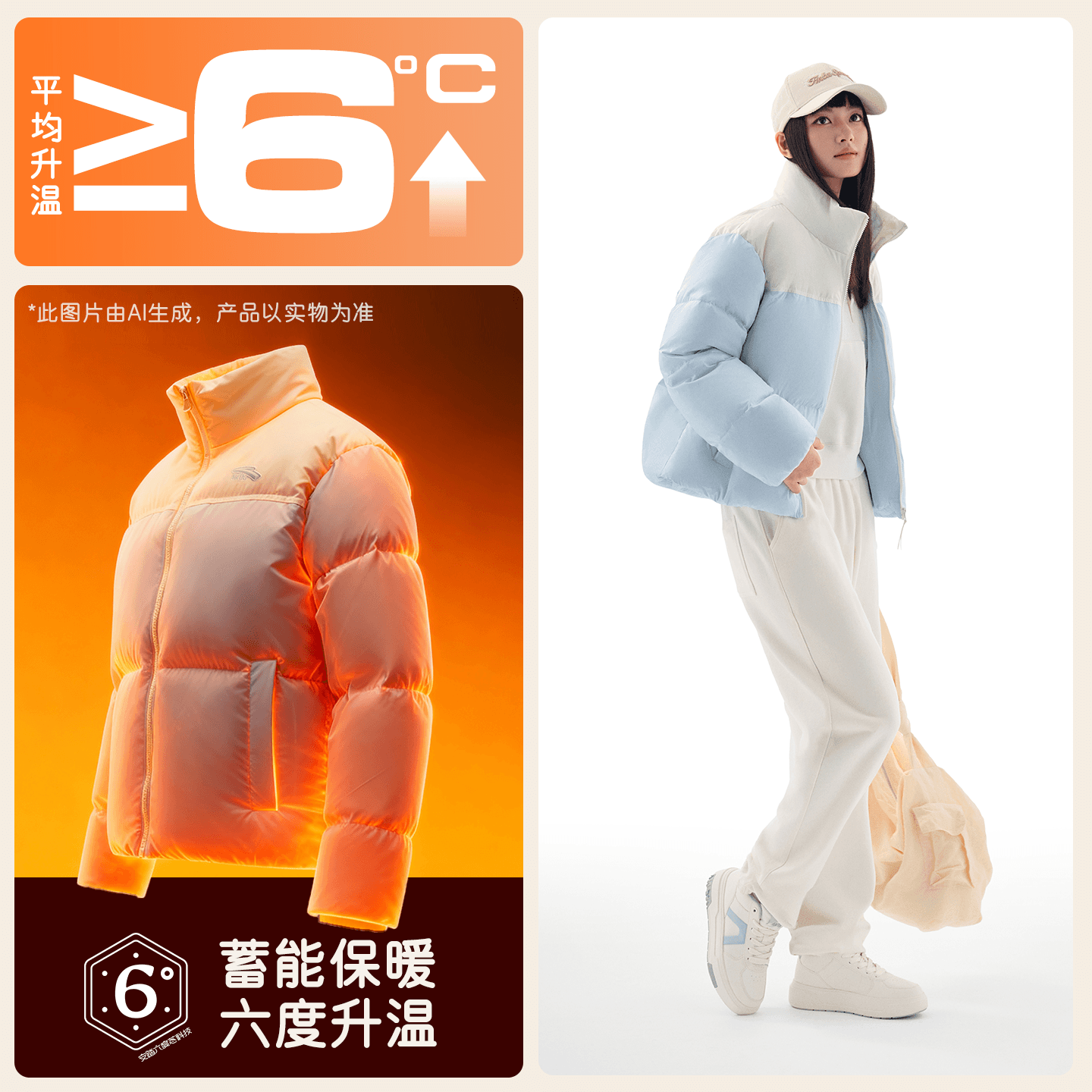 安踏六度芯科技女款羽绒服 239.2元 - 86线报