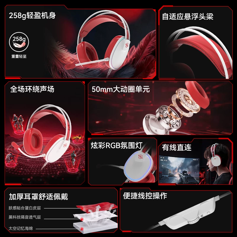 吾空头戴式游戏耳机电竞专用有线低延迟耳麦高音质麦克风3.5mm款 79元 - 86线报 吾空头戴式游戏耳机电竞专用有线低延迟耳麦高音质麦克风3.5mm款 79元 - 86线报