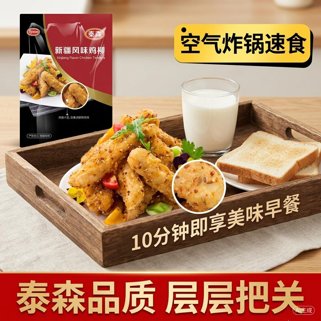 泰森新疆孜然鸡柳1kg无骨鸡柳香辣入味冷冻炸鸡半成品 34.86元 - 86线报