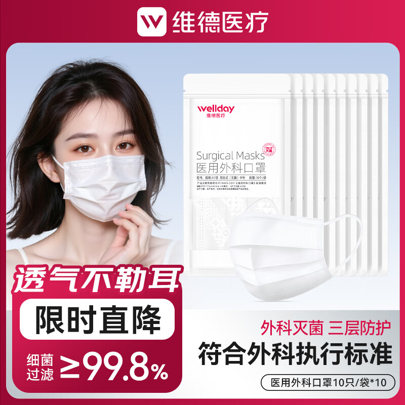 维德一次性医用外科口罩100只 14.8元 - 86线报