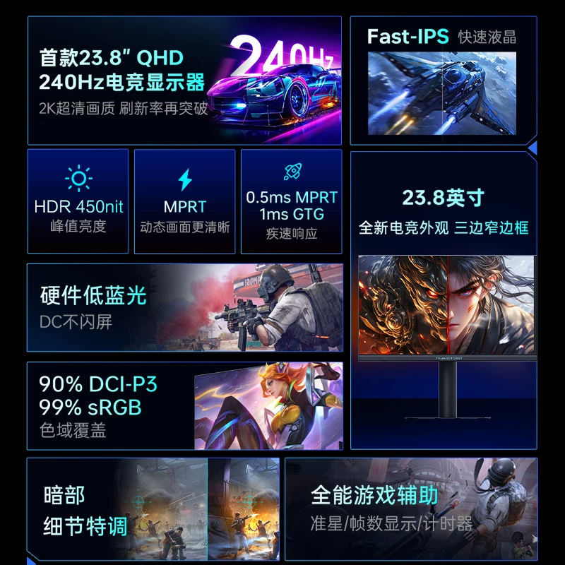 雷神 JQ24F260L 420Hz FastIPS 24.5英寸电竞显示器 917.7元 - 86线报