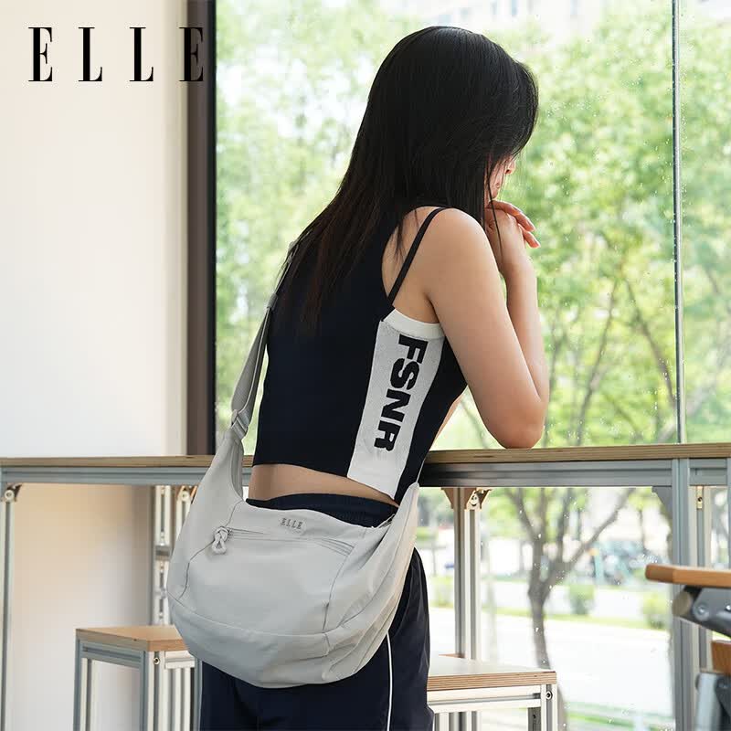 ELLE牛角包浅灰色女士单肩包 89元 - 86线报