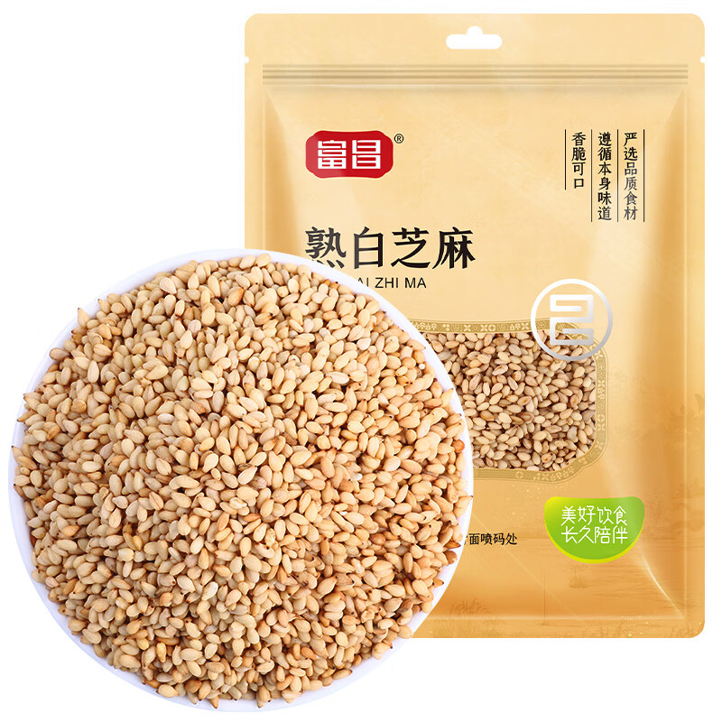 富昌熟白芝麻100g炒熟芝麻粒低温炒制五谷杂粮无杂香醇饱满干吃免洗 1.9元 - 线报酷