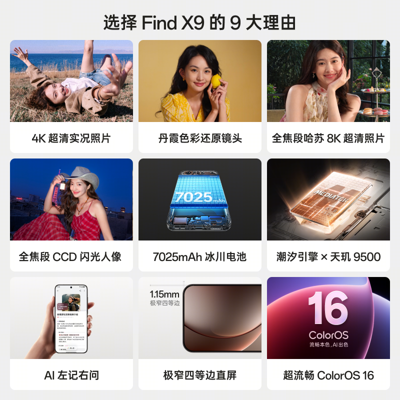 OPPO Find X9 5G手机12+256 3087.85元 - 线报酷