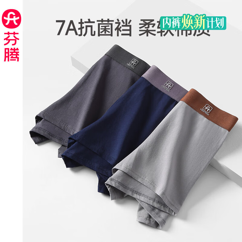 芬腾男士高品质纯棉抑菌裆内裤3条装 29.95元 - 线报酷