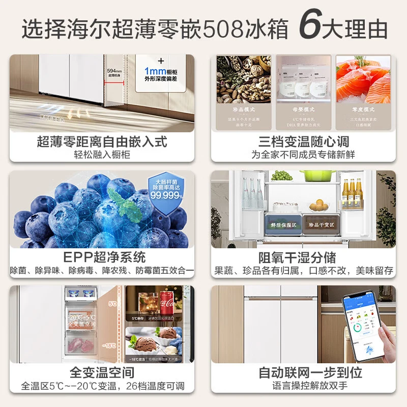 Leader木兰系列LTD-508WL1U1风冷十字门冰箱508L 2462.45元 - 86线报
