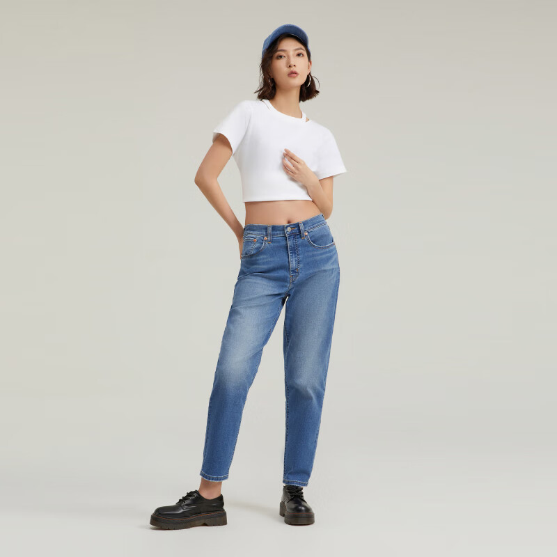 Levi's女士BF风宽松锥形时尚牛仔长裤85873-0169中蓝色24 27 159.17元 - 86线报