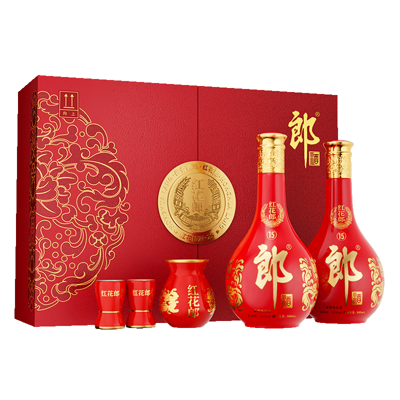 郎酒红花郎15酱香型白酒53度500mL*2瓶礼盒装端午礼品 604元 - 86线报