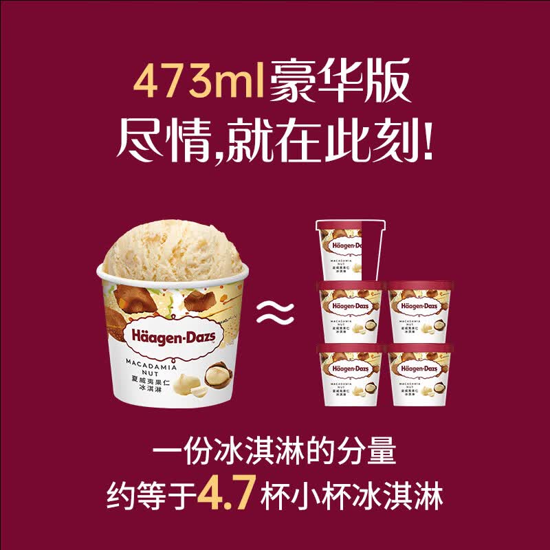 哈根达斯夏威夷果仁口味冰淇淋473ml 50.28元 - 86线报