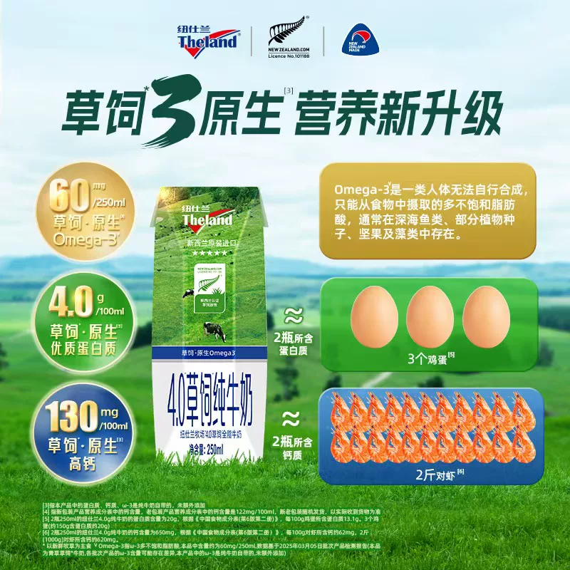 纽仕兰4.0g蛋白质全脂纯牛奶250ml*24盒 58.44元 - 86线报