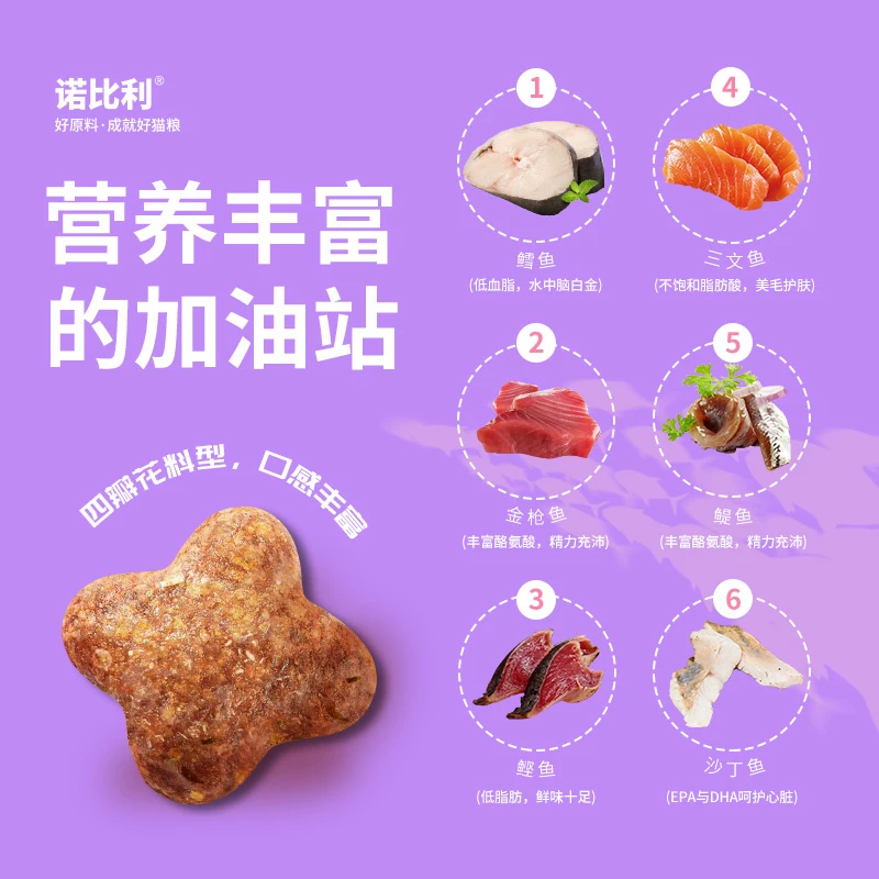 诺比利幼猫专用猫粮奶糕营养1到12月六种鱼肉离乳期全价5斤实惠装 16.85元 - 折送网