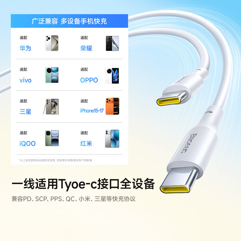 倍思PD100W Type-c数据线Type-C Type-C 100W磨砂充电线PVC 5A 1米 - 86线报