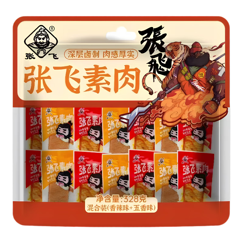 张飞素肉328g混合装袋装休闲零食 4.95元 - 86线报