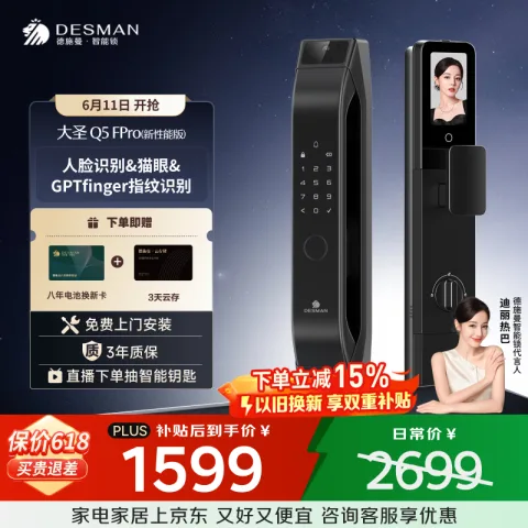 德施曼 Q5 FPro 电子锁 高端黑 1320.08元 图片 1
