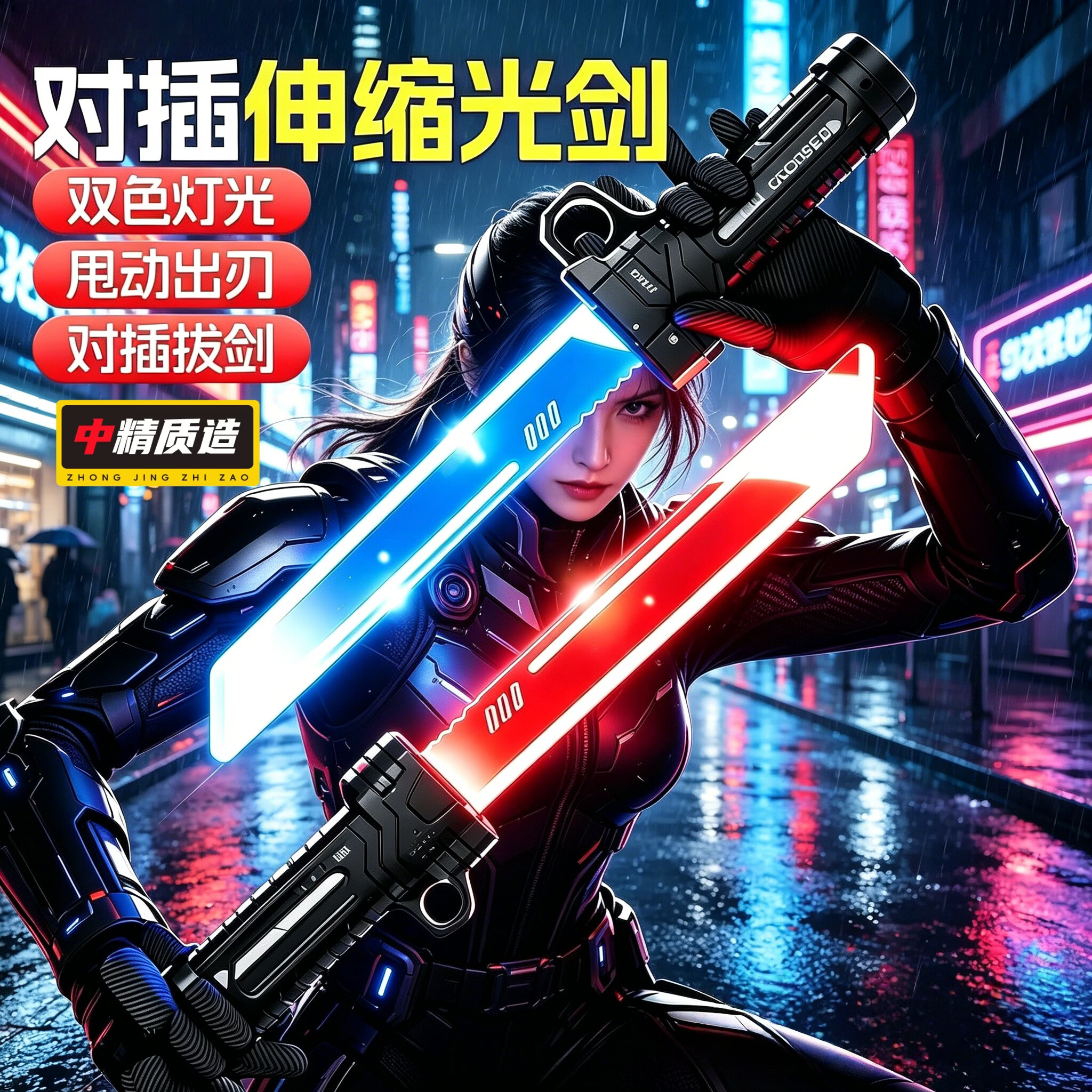 中精质造对插双刀流发光伸缩光剑两只装可合体红蓝变色 9.9元 - 86线报 中精质造对插双刀流发光伸缩光剑两只装可合体红蓝变色 9.9元 - 86线报