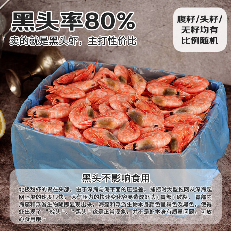 仁豪水产海藻黑头虾北极甜虾90/130规格135-195只/盒净重3斤 50.94元 - 86线报