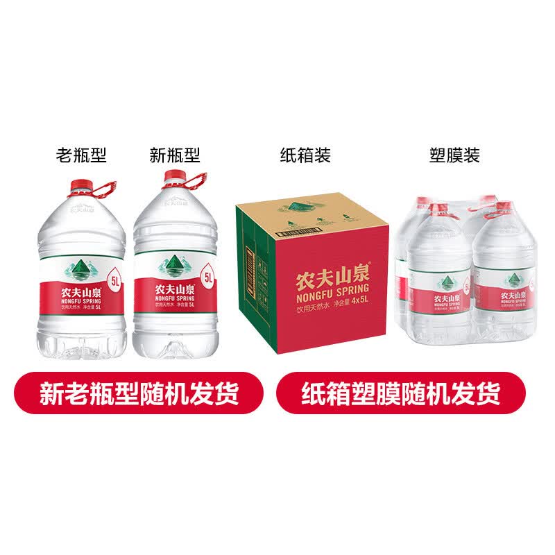 农夫山泉饮用水饮用天然水5L*4桶整箱装桶装水随机包装 25.9元 - 86线报