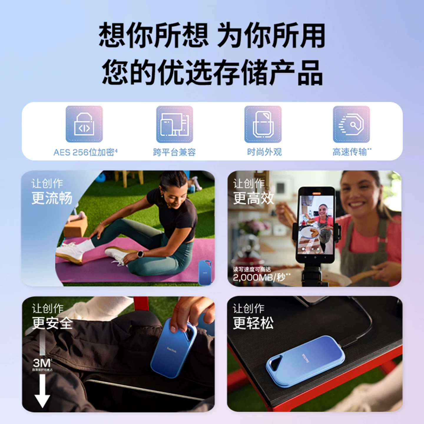 闪迪创作者移动固态硬盘PSSD读写1T高速E81C手机笔记本直连大容量 1139.01元 - 86线报